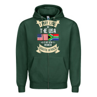 Sports Green South Africa American Flag USA South African Roots Gifts Zipper Hoodie - trangStudio