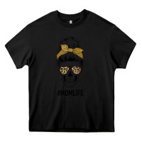 Black Glitter Patterned Leopard Mom Skull Heavy Core Tee - Bettercallsaul