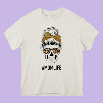Glitter Patterned Leopard Mom Skull Heavy Core Tee Designed By Bettercallsaul