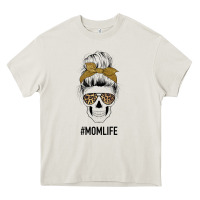 Cream Glitter Patterned Leopard Mom Skull Heavy Core Tee - Bettercallsaul