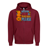 Burgundy Autumn leaves and pumpkin please Zipper Hoodie - Artiststas