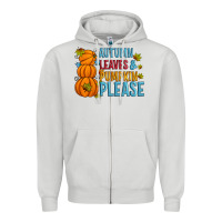 Dove Grey Autumn leaves and pumpkin please Zipper Hoodie - Artiststas