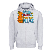 Heather Grey Autumn leaves and pumpkin please Zipper Hoodie - Artiststas
