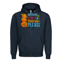 Navy Autumn leaves and pumpkin please Zipper Hoodie - Artiststas