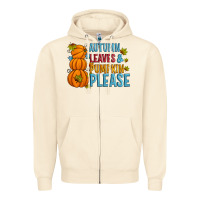 Sandshell Autumn leaves and pumpkin please Zipper Hoodie - Artiststas