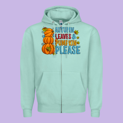 Autumn Leaves And Pumpkin Please Zipper Hoodie Designed By Artiststas