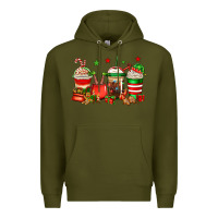 Army Green Christmas elfs coffee Premium Hoodie - Jasminsmagicworld