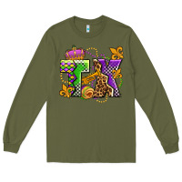 Army Green texas mardi gras olivia Long Sleeve Tee - OliviaCreatesArt