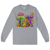 Heather Grey texas mardi gras olivia Long Sleeve Tee - OliviaCreatesArt