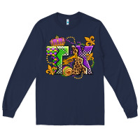 Navy texas mardi gras olivia Long Sleeve Tee - OliviaCreatesArt