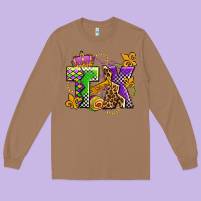 Texas Mardi Gras Olivia Long Sleeve Tee Designed By Oliviacreatesart