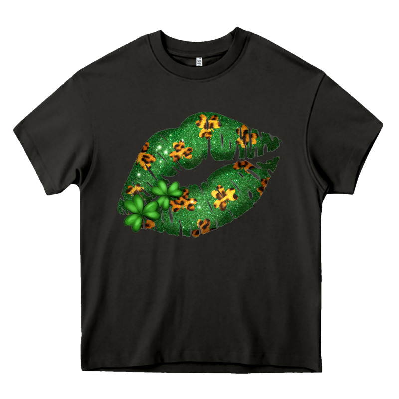 Green And Leopard Patterned Irish Day Lips Heavy Core Tee by Bettercallsaul | Teevron