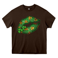 Chocolate Brown Green and Leopard Patterned Irish Day Lips Heavy Core Tee - Bettercallsaul