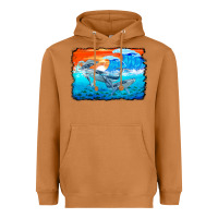 Meerkat humpback whale and wave background Heavyweight Hoodie - BarkalooDesign