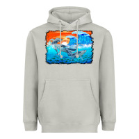 Moon Dust humpback whale and wave background Heavyweight Hoodie - BarkalooDesign