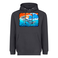 Smoke humpback whale and wave background Heavyweight Hoodie - BarkalooDesign