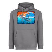 Storm humpback whale and wave background Heavyweight Hoodie - BarkalooDesign