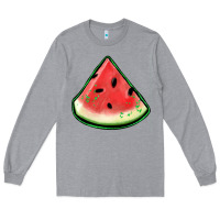 Heather Grey watermelon sliece Long Sleeve Tee - Jasminsmagicworld