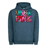 Pigment Midnight Navy think pink cancer ribbon Urban Hoodie - AdoDesignShop