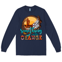Navy something in the orange olivia Long Sleeve Tee - OliviaCreatesArt
