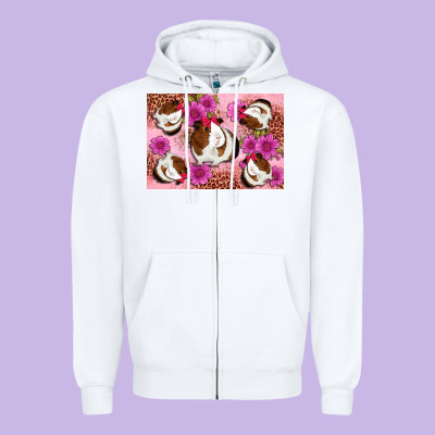 Guinea Pig Flowers Zipper Hoodie Designed By Artiststas