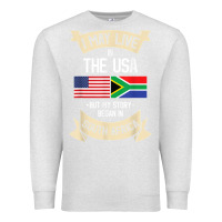 Oatmeal Heather South Africa American Flag USA South African Roots Gifts Premium Sweatshirt - trangStudio