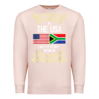 Pale Pink South Africa American Flag USA South African Roots Gifts Premium Sweatshirt - trangStudio