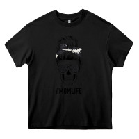 Black Black Glitter Cowhide Patterned Mom Skull Heavy Core Tee - Bettercallsaul