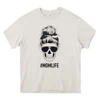 Cream Black Glitter Cowhide Patterned Mom Skull Heavy Core Tee - Bettercallsaul