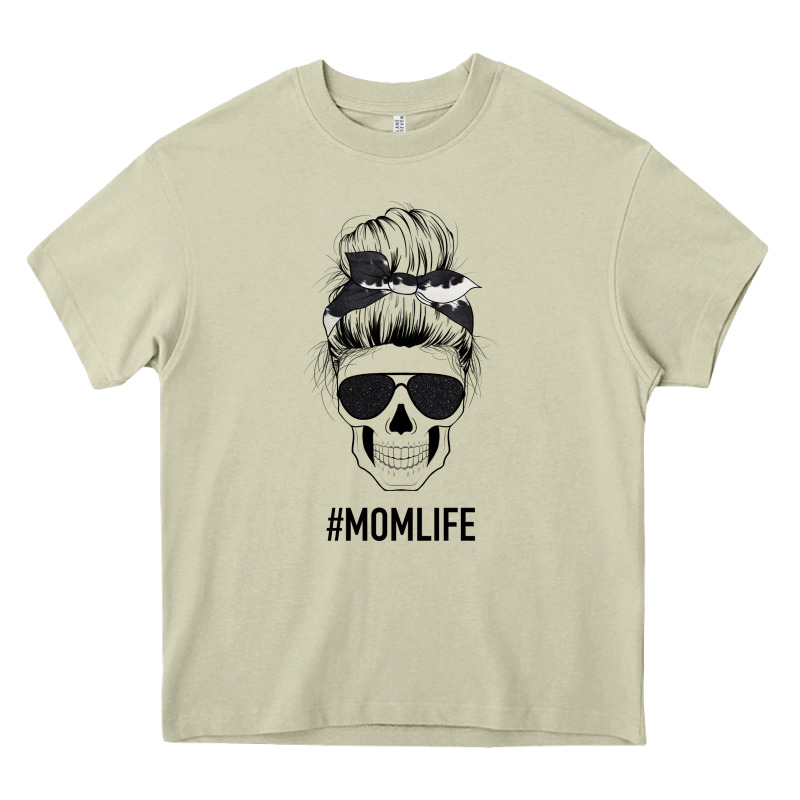 Black Glitter Cowhide Patterned Mom Skull Heavy Core Tee by Bettercallsaul | Teevron