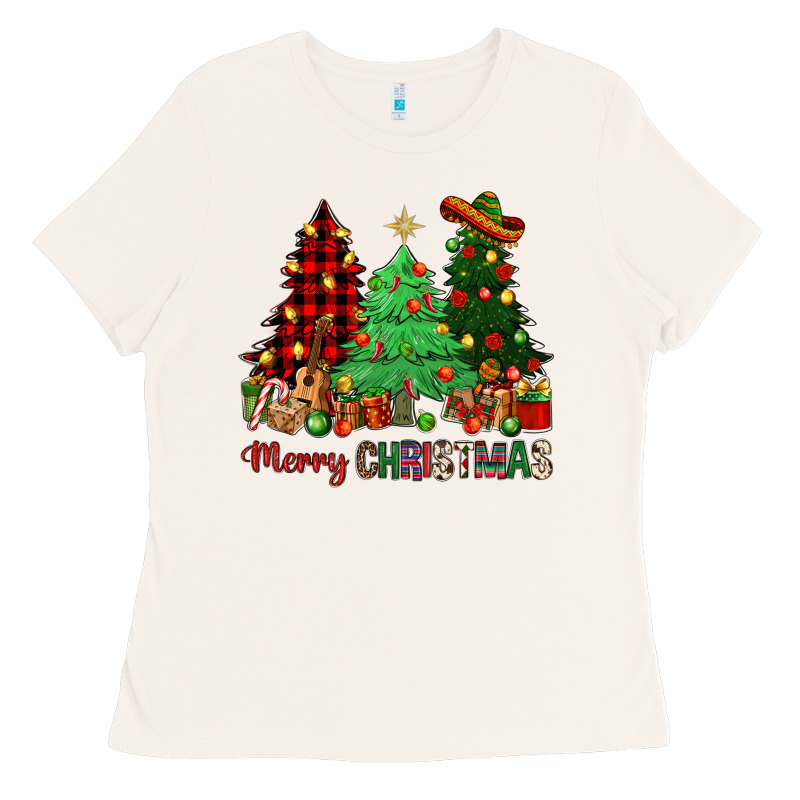 Merry Christmas Trees Ladies Tee by NancyCooperArtShop | Teevron