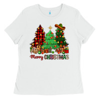 White merry christmas trees Ladies Tee - NancyCooperArtShop