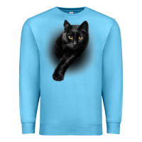 Ocean Blue Black Cat Yellow EyesCats Tee Shirt Gifts Premium Sweatshirt - trangStudio