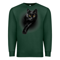 Sports Green Black Cat Yellow EyesCats Tee Shirt Gifts Premium Sweatshirt - trangStudio