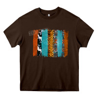 Chocolate Brown Western Leopard Glitter Aztec Cowhide Pattern Brushstroke Heavy Core Tee - Bettercallsaul