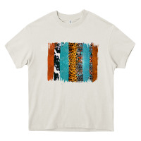 Cream Western Leopard Glitter Aztec Cowhide Pattern Brushstroke Heavy Core Tee - Bettercallsaul