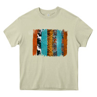 Western Leopard Glitter Aztec Cowhide Pattern Brushstroke Heavy Core Tee | Teevron