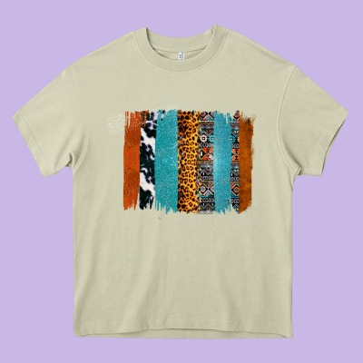 Western Leopard Glitter Aztec Cowhide Pattern Brushstroke Heavy Core Tee Designed By Bettercallsaul