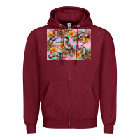 Burgundy Baby monkey flowers Zipper Hoodie - Artiststas