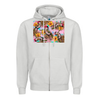 Dove Grey Baby monkey flowers Zipper Hoodie - Artiststas