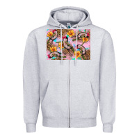 Heather Grey Baby monkey flowers Zipper Hoodie - Artiststas