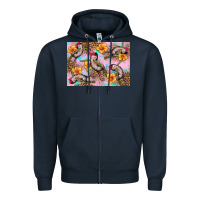 Navy Baby monkey flowers Zipper Hoodie - Artiststas