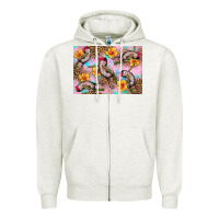 Oatmeal Heather Baby monkey flowers Zipper Hoodie - Artiststas