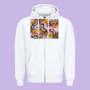 Baby Monkey Flowers Zipper Hoodie Designed By Artiststas