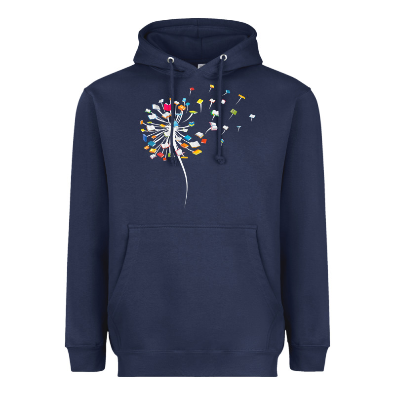Womens Funny Dandelion Books Gift For Reading Lover Women Girls V-neck Heavyweight Hoodie by trangStudio | Teevron