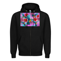 Black Flower Hummingbird Zipper Hoodie - Artiststas