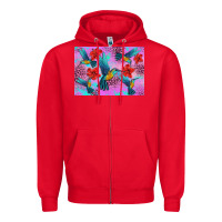 Red Flower Hummingbird Zipper Hoodie - Artiststas