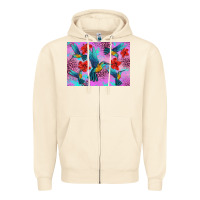 Sandshell Flower Hummingbird Zipper Hoodie - Artiststas