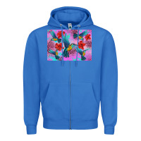 True Royal Flower Hummingbird Zipper Hoodie - Artiststas