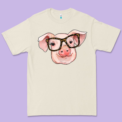 Pig With Glasses Premium Tee Designed By Ranaportraitstore